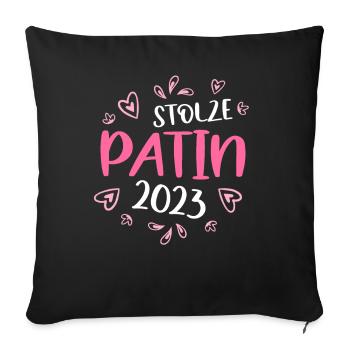 Stolze frischgebackene Patentante Patenkind - Sofakissenbezug 45 x 45 cm - Schwarz - Vorne