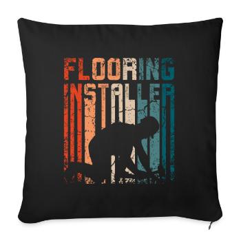 Retro vintage flooring installer - Sofa pillowcase 17,3'' x 17,3'' (45 x 45 cm) - black - Front