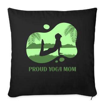 Proud Yoga Mother Mama Hobby Mommy - Sofa pillowcase 17,3'' x 17,3'' (45 x 45 cm) - black - Front