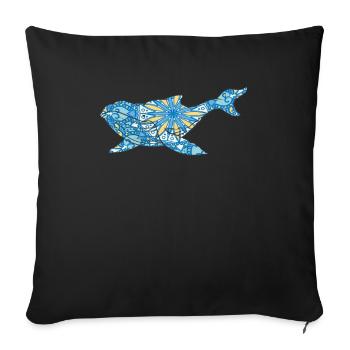 Mandala Whale Geometric Pattern Art - Sofa pillowcase 17,3'' x 17,3'' (45 x 45 cm) - black - Front
