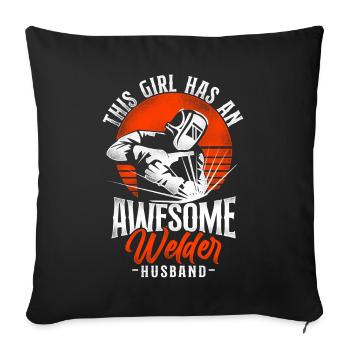 Soudeur Soudeur Femme Mari - Housse de coussin décorative 45 x 45 cm - noir - Devant