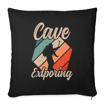 Explore Cave Caving Cave Hiking Cave - Sofa pillowcase 17,3'' x 17,3'' (45 x 45 cm) - black - Front