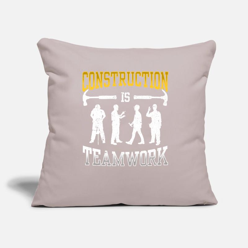 Construction work is teamwork Teamwork Construction Construction site Sofa pillowcase 17,3'' x 17,3'' (45 x 45 cm)