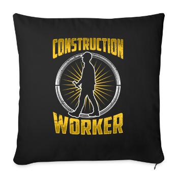 Construction Worker Construction Team Construction Site Teamwork - Sofa pillowcase 17,3'' x 17,3'' (45 x 45 cm) - black - Front