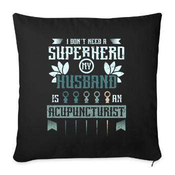 Mon mari est acupuncteur - Housse de coussin décorative 45 x 45 cm - noir - Devant