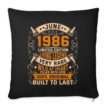 Birthday Legends 100% Original Juin 1986 - Housse de coussin décorative 45 x 45 cm - noir - Devant