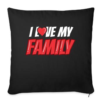 J’adore ma douce réunion de famille - Housse de coussin décorative 45 x 45 cm - noir - Devant