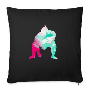 Lutteur de lutte Sumo Fighter Wrestling - Housse de coussin décorative 45 x 45 cm - noir - Devant