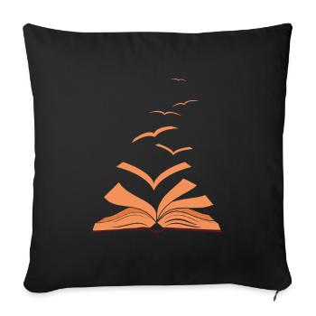 Livre Oiseaux Volant Oiseau Bookworm - Housse de coussin décorative 45 x 45 cm - noir - Devant