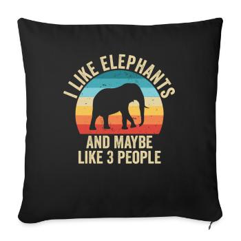 I love Elephants Gift Humor Animals - Sofa pillowcase 17,3'' x 17,3'' (45 x 45 cm) - black - Front