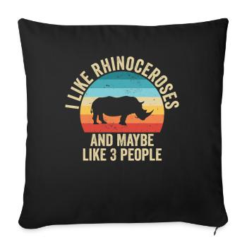 I like Rhinos Gift Humor Animals - Sofa pillowcase 17,3'' x 17,3'' (45 x 45 cm) - black - Front
