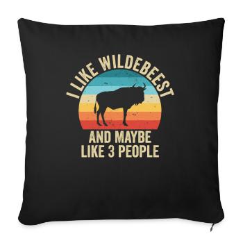 J'aime Les Gnous Cadeau Humour Animaux - Housse de coussin décorative 45 x 45 cm - noir - Devant