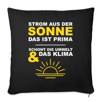 Umweltschutz Klimaschutz Solar - Sofakissenbezug 45 x 45 cm - Schwarz - Vorne