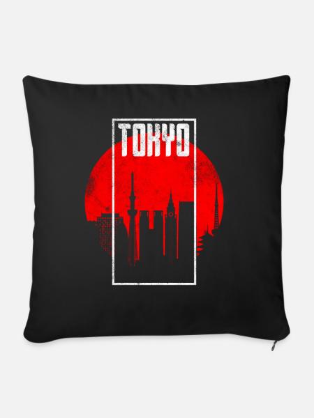 Tokio Japan Skyline - Sofakissenbezug 45 x 45 cm - Schwarz