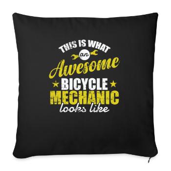 This is what awesome Bicycle Mechanic looks like - Sofa pillowcase 17,3'' x 17,3'' (45 x 45 cm) - black - Front