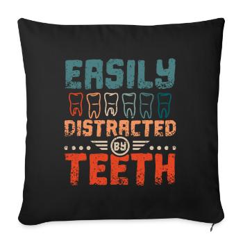 Facilement distrait par les dents - Housse de coussin décorative 45 x 45 cm - noir - Devant