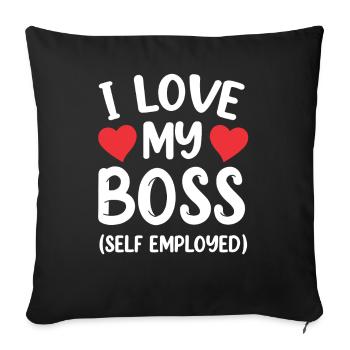 J’aime mon patron (travailleur indépendant) pigiste - Housse de coussin décorative 45 x 45 cm - noir - Devant