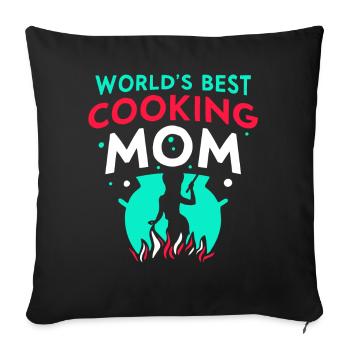 Meilleure mère cuisinière au monde Cooking Mom - Housse de coussin décorative 45 x 45 cm - noir - Devant
