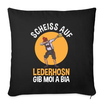 Trachten Lederhosn München - Sofakissenbezug 45 x 45 cm - Schwarz - Vorne