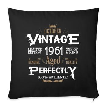 Octobre 1961 né Legends Birthday - Housse de coussin décorative 45 x 45 cm - noir - Devant