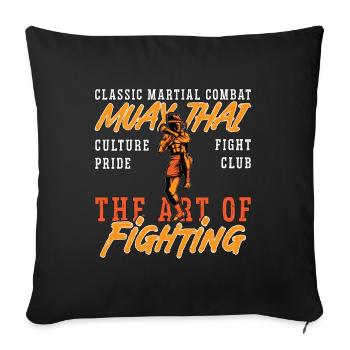 Muay Thai Classic Martial Combat Fighter Boxing - Sofakissenbezug 45 x 45 cm - Schwarz - Vorne