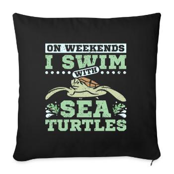 I swim with sea turtles - Sofa pillowcase 17,3'' x 17,3'' (45 x 45 cm) - black - Front