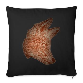 Fox Forest Animal Design with Animal Head - Sofa pillowcase 17,3'' x 17,3'' (45 x 45 cm) - black - Front