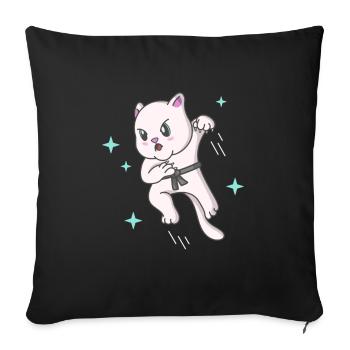 Kawaii Cat Ninja Kitten Fighter Karate - Sofa pillowcase 17,3'' x 17,3'' (45 x 45 cm) - black - Front