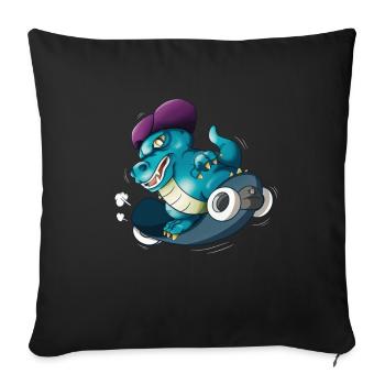 Skater T-Rex Cool Dinosaur Skateboard Skater - Housse de coussin décorative 45 x 45 cm - noir - Devant