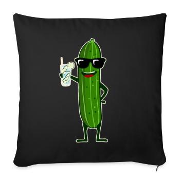 Gurke mit Cocktail Gurken - Sofakissenbezug 45 x 45 cm - Schwarz - Vorne