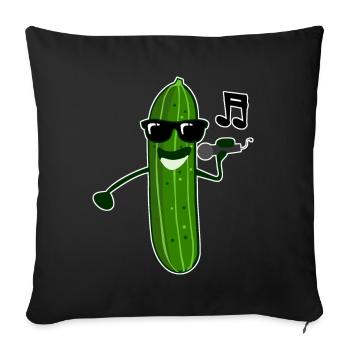 Gurke singt Sänger Gurken - Sofakissenbezug 45 x 45 cm - Schwarz - Vorne