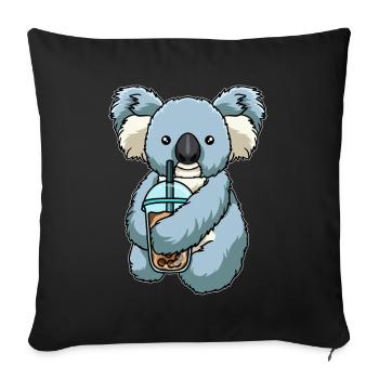 Koala trinkt Bubble Tea - Sofakissenbezug 45 x 45 cm - Schwarz - Vorne
