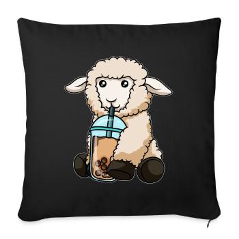Kawaii Bubble Tea Mouton - Housse de coussin décorative 45 x 45 cm - noir - Devant
