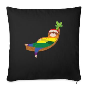 Sloth Rainbow Gay LGBTQ - Housse de coussin décorative 45 x 45 cm - noir - Devant
