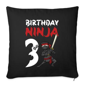 Birthday Party 3 Years Old Japanese Ninja Birthday - Sofa pillowcase 17,3'' x 17,3'' (45 x 45 cm) - black - Front