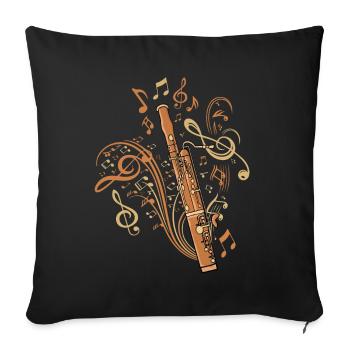 oboe, player, musical instrument, big band, bassoon - Sofa pillowcase 17,3'' x 17,3'' (45 x 45 cm) - black - Front