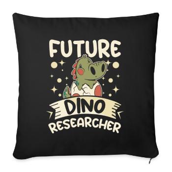 Enfants dinosaure futur dino chercheur - Housse de coussin décorative 45 x 45 cm - noir - Devant
