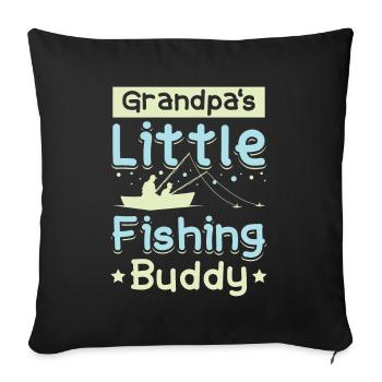 Grandpas little fishing buddy - Sofa pillowcase 17,3'' x 17,3'' (45 x 45 cm) - black - Front