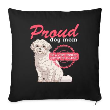 Coton de Tuléar Maman Chien Propriétaire Cadeau - Housse de coussin décorative 45 x 45 cm - noir - Devant