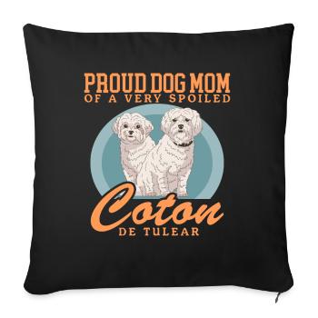 Coton de Tuléar Maman | Cadeau de propriétaire de chien - Housse de coussin décorative 45 x 45 cm - noir - Devant