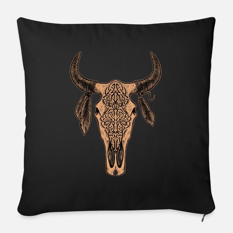 Bull Skull - Sofa pillowcase 17,3'' x 17,3'' (45 x 45 cm) - black