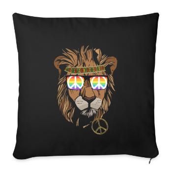 Hippie Peace Groovy Flowerpower Boho Woodstock - Sofa pillowcase 17,3'' x 17,3'' (45 x 45 cm) - black - Front