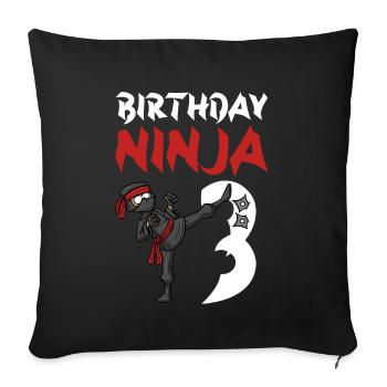 Birthday Party 3 Years Old Japanese Ninja Birthday - Sofa pillowcase 17,3'' x 17,3'' (45 x 45 cm) - black - Front