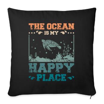 L’océan est mon endroit heureux - Housse de coussin décorative 45 x 45 cm - noir - Devant