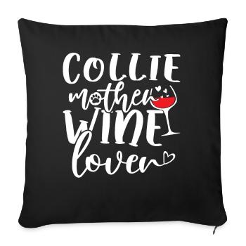 Amateur de vin COLLIE Mère - Housse de coussin décorative 45 x 45 cm - noir - Devant