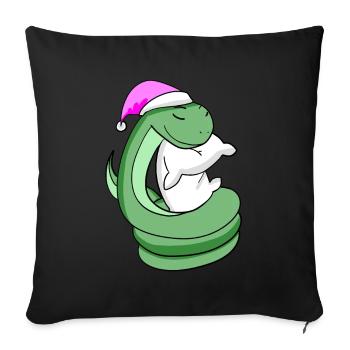 Snake with pillow and sleeping cap - Sofa pillowcase 17,3'' x 17,3'' (45 x 45 cm) - black - Front