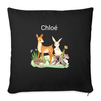 Animal deer rabbit hedgehog Chloé - Sofa pillowcase 17,3'' x 17,3'' (45 x 45 cm) - black - Front