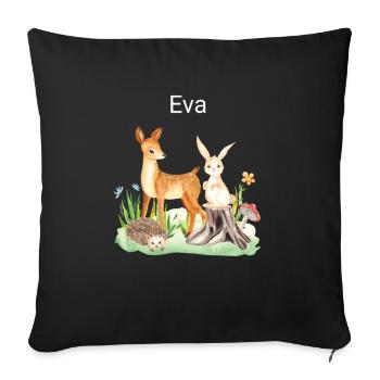 Animal deer rabbit hedgehog Eva - Sofa pillowcase 17,3'' x 17,3'' (45 x 45 cm) - black - Front
