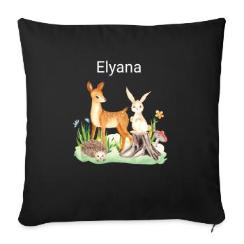 Animal cerf lapin hérisson Elyana - Housse de coussin décorative 45 x 45 cm - noir - Devant
