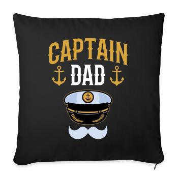 Capitaine Papa Bateau Bateau Voilier Navire - Housse de coussin décorative 45 x 45 cm - noir - Devant